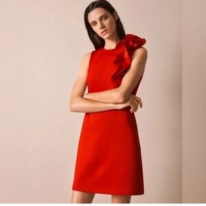 NWOT Jason Wu Red Dress with Floral Ruffle - XL